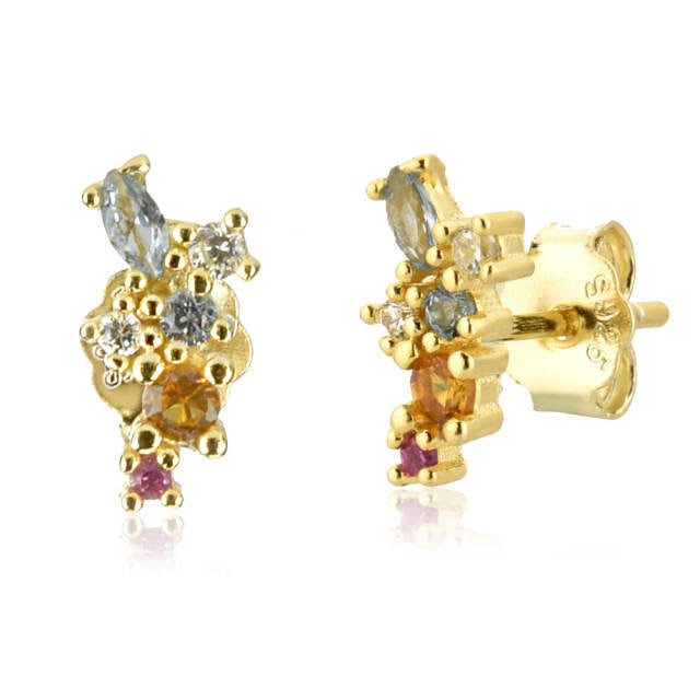 Aretes stud Six. Plata .925